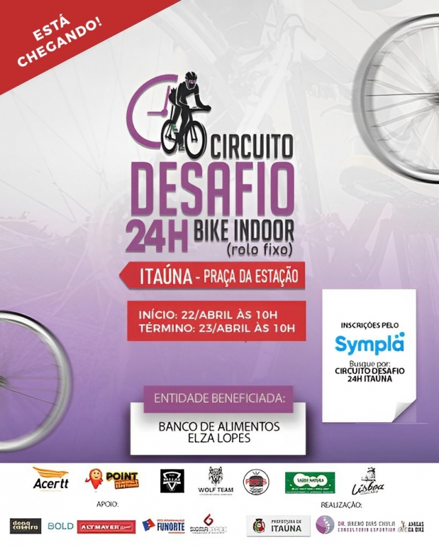 Circuito Desafio 24 horas Bike Indoor etapa Itaúna será realizado nos dias 22 e 23 de Abril